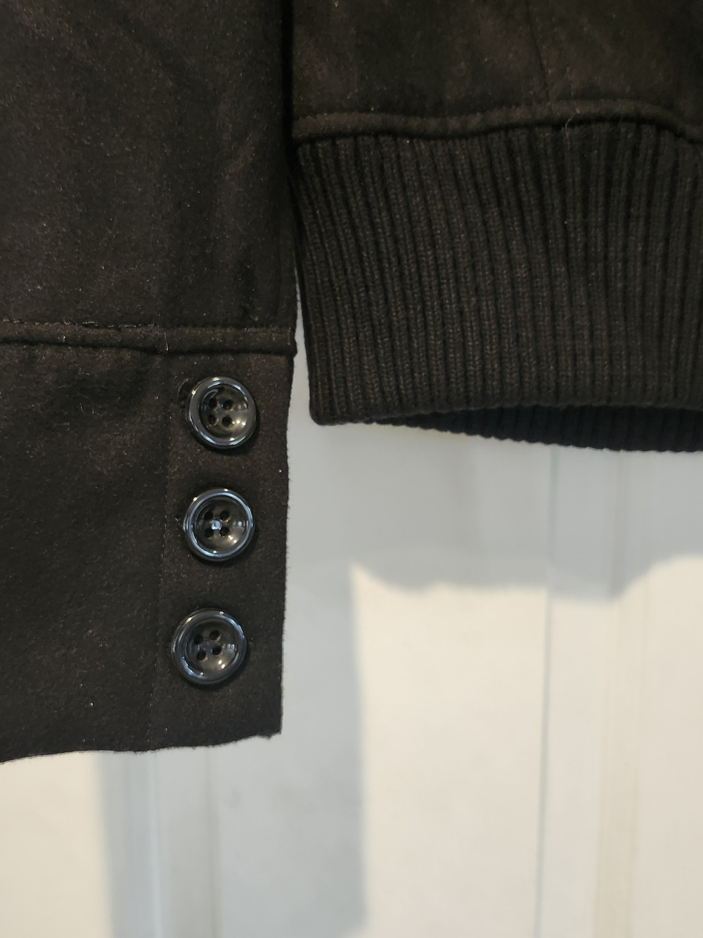 Ashley By 26 International Black Short Pea Coat with Ribbed Collar - Picture 4 of 7